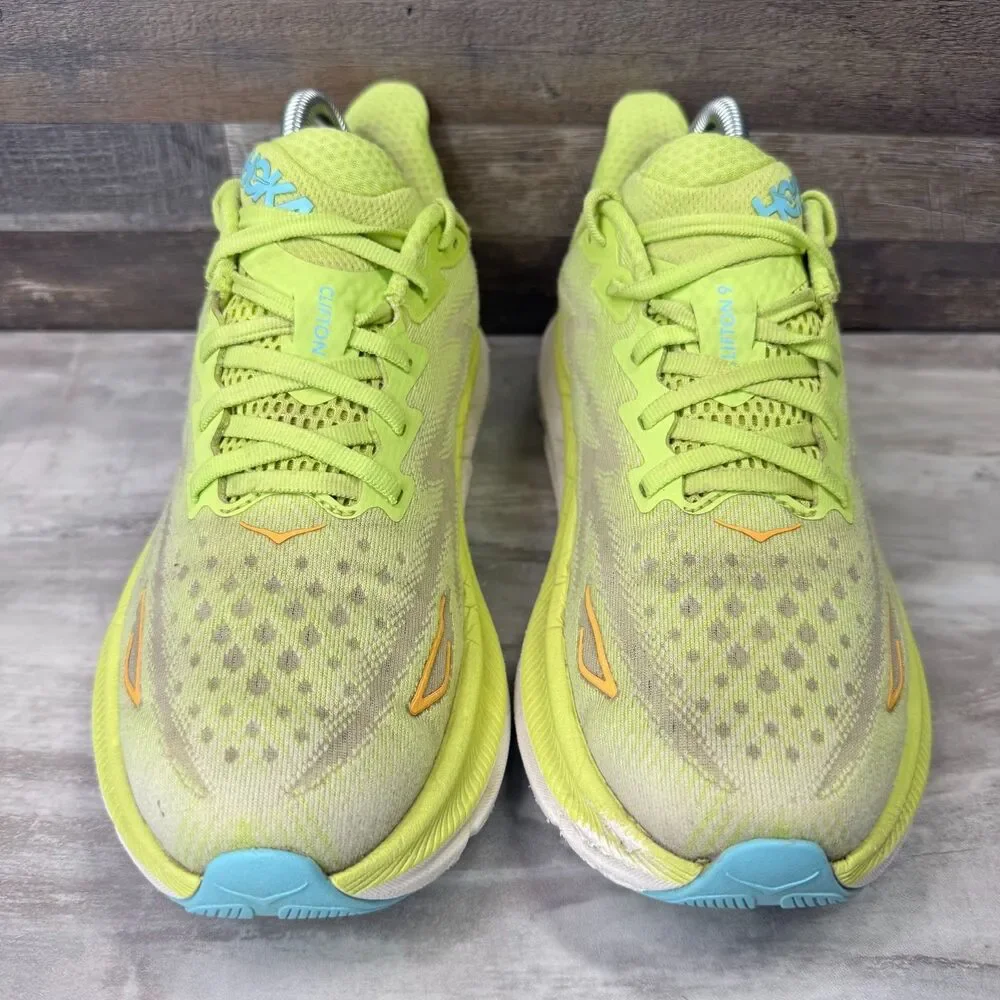 Hoka Clifton 9 Women's Size 9.5 Lime Green Running Shoes Cushioned‎ 1127896 LCS